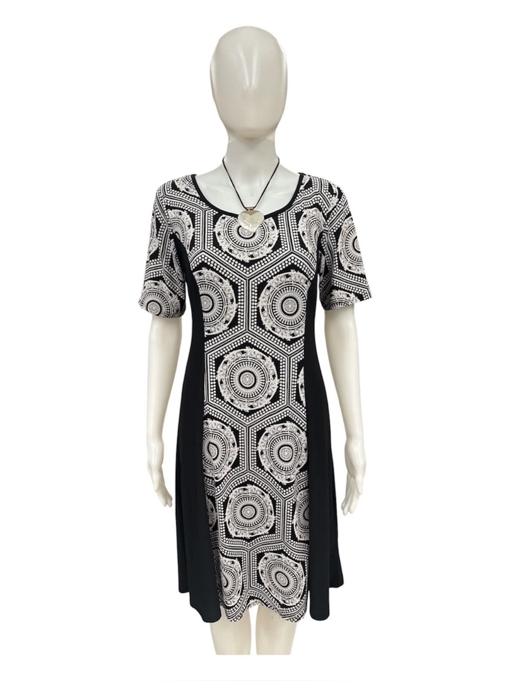 Ricki's Black & White Geometric Panel A-Line Dress Size M